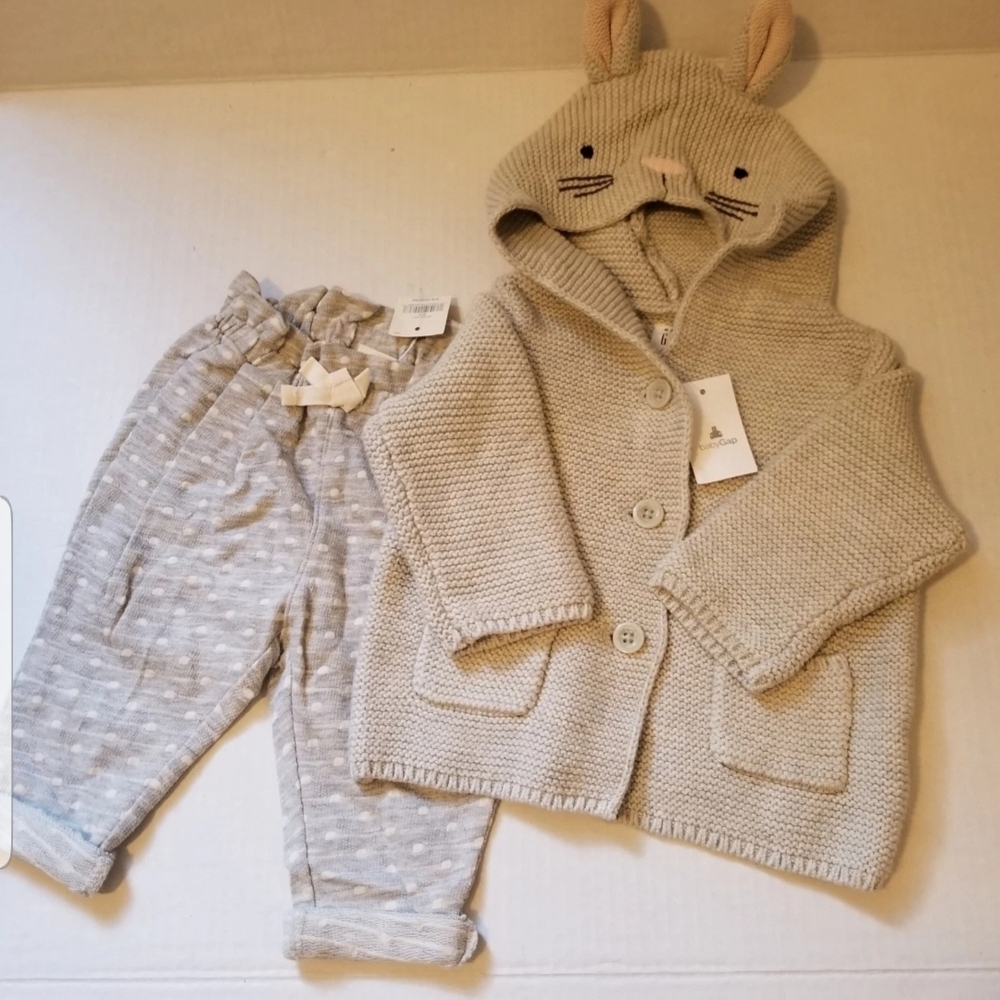 GAP Kids Matching Set - Gray Bunny Hoodie and Pants